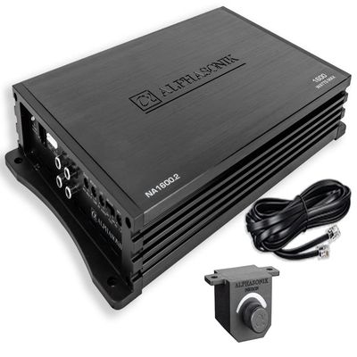 Alphasonik NA1600.2 Neuron Series 1600 Watts Max 2-Channel Car Amp with 4-Way Protection Circuitry Multi-Channel Bridgeable Class A/B Amplifier Low & High Level Inputs (Remote Bass Knob Included)