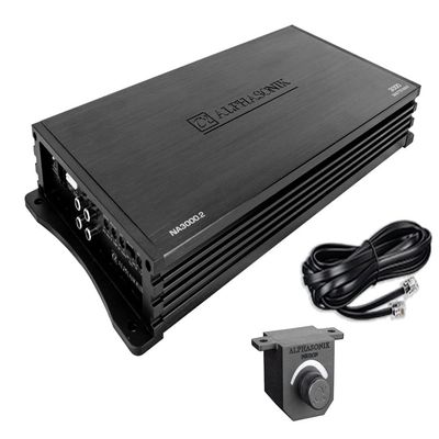 Alphasonik NA3000.2 Neuron Series 3000 Watts Max 2-Channel Car Amp with 4-Way Protection Circuitry Multi-Channel Bridgeable Class A/B Amplifier Low & High Level Inputs (Remote Bass Knob Included)