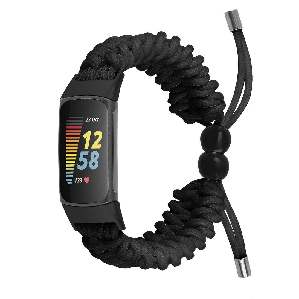 ECSEM Compatible with Fitbit Charge 6/Charge 5 Bands Elastic Fabric Bracelets for Women Replacement Band Quick Release Classy Strap Wrist Band for Fitbit Charge 5 (Black)