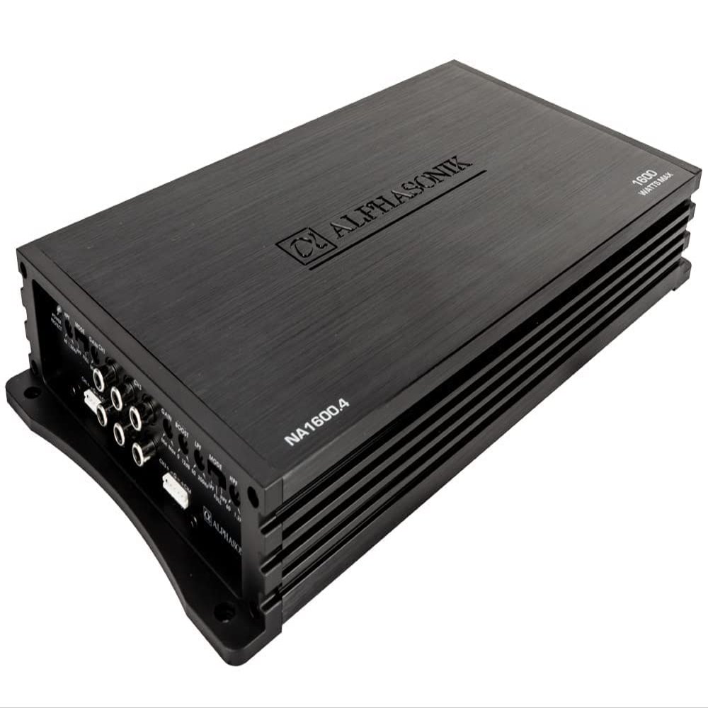 Alphasonik NA1600.4 Neuron Series 1600 Watts Max 4-Channel Car Amp with 4-Way Protection Circuitry Multi-Channel Bridgeable Class A/B Amplifier Low & High Level Inputs