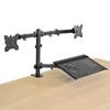 AEONS Dual Monitor and Laptop Desk Mount Combo Stand with Notebook Tray fits 17 inch, 3-in-1 Adjustable Triple Arm Mount fits 27 inch LCD Screen with VESA, Clamp and Cable Management, Black view 2