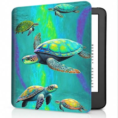 AIRWEE Case for 6.8" Kindle Paperwhite 11th Gen 2021 & Signature Edition, Slim Lightweight PU Leather Stand Cover with Auto Wake/Sleep, Magnetic Closure Folio for Women Men, Ocean Turtle