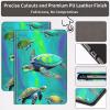 AIRWEE Case for 6.8" Kindle Paperwhite 11th Gen 2021 & Signature Edition, Slim Lightweight PU Leather Stand Cover with Auto Wake/Sleep, Magnetic Closure Folio for Women Men, Ocean Turtle view 3