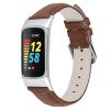 FitTurn Compatible with Fitbit Charge 5 Leather Bands for Women Men Replacement Luxury Crocodile Embossed Business Genuine Leather Watch Band for Charge 5 (Brown) view 2