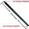 AUXPhome Metal Tripod Extender Tube - 6" Extension Rod with 1/4"-20 Female & Male Threads for DSLR, SLR, Action Cameras & More - Black view 2