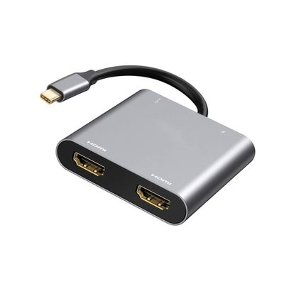 USB C to Dual HDMI Adapter, 4 in 1 USB Type C Hub with 2 HDMI/USB3.0 /PD Charging, Dual Screen Display USB-C Docking Station for Windows, MacOS
