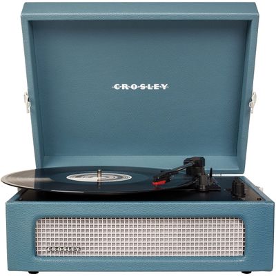 Crosley CR8017B-WB Voyager Vintage Portable Vinyl Record Player Turntable with Bluetooth in/Out and Built-in Speakers, Washed Blue