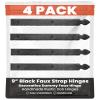 4 Pack 9" Black Faux Strap Hinges - Hand Forged Dummy Faux Hinge Handmade Rustic Iron Hinges for Farmhouse Shutter, Carriage Doors, Barn Door, Castle Door, and Gates The Jamestown Series view 1