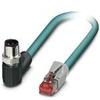 1408742, Cordset, CAT5, R/A M12 M 4P to RJ45 M 8p4c, 2x2xAWG26, 0.5m, PUR Blue, NBC-M12MRD/ 0,5-93E/R4AC US view 1