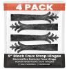 4 Pack 9" Black Faux Strap Hinges - Hand Forged Dummy Faux Hinge Handmade Rustic Iron Hinges for Farmhouse Shutter, Carriage Doors, Barn Door, Castle Door, and Gates The Ionian Series view 1