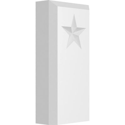 Ekena Millwork PBP025X050X100FOS07 Standard Foster Star PVC Plinth Block with Beveled Edge, 2 1/2"W x 5"H x 1"P