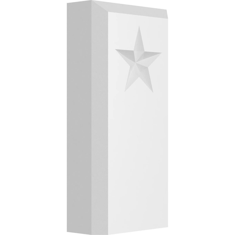 Ekena Millwork PBP025X050X100FOS07 Standard Foster Star PVC Plinth Block with Beveled Edge, 2 1/2"W x 5"H x 1"P