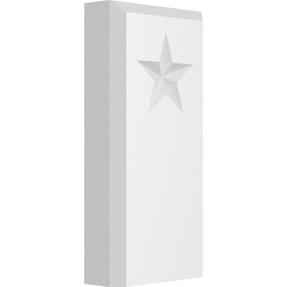 Ekena Millwork PBP030X060X100FOS07 Standard Foster Star PVC Plinth Block with Beveled Edge, 3"W x 6"H x 1"P