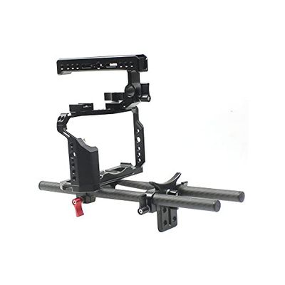 BGNing Aluminum Camera Cage, Camera Protective Case w/Handle Cold Shoe Mount Rig Stabilizer Rail Rod System Kit Compatible with Fujifilm XT4 (Rail Rod kit)