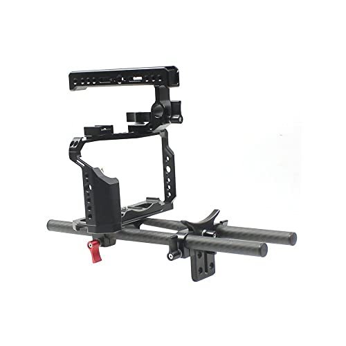 BGNing Aluminum Camera Cage, Camera Protective Case w/Handle Cold Shoe Mount Rig Stabilizer Rail Rod System Kit Compatible with Fujifilm XT4 (Rail Rod kit)