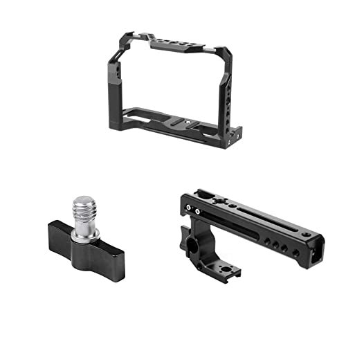 BGNing Aluminum Camera Cage, Camera Protective Case w/Handle Cold Shoe Mount Rig Stabilizer Rail Rod System Kit Compatible with Fujifilm XT4 (with Handle B)