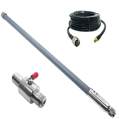 Outdoor LoRa Gateway 915MHz Antenna 4dBi Omni Directional Fiberglass N Male LoRa Antenna for RAK Nebra Bobcat Helium Hotspot HNT Mining Miner (antanna with 10ft Cable and n Lightning Arrester)