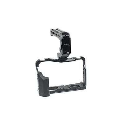 BGNing Aluminum Camera Cage, Camera Protective Case w/Handle Cold Shoe Mount Rig Stabilizer Rail Rod System Kit Compatible with Fujifilm XT4 (Handle B kit)
