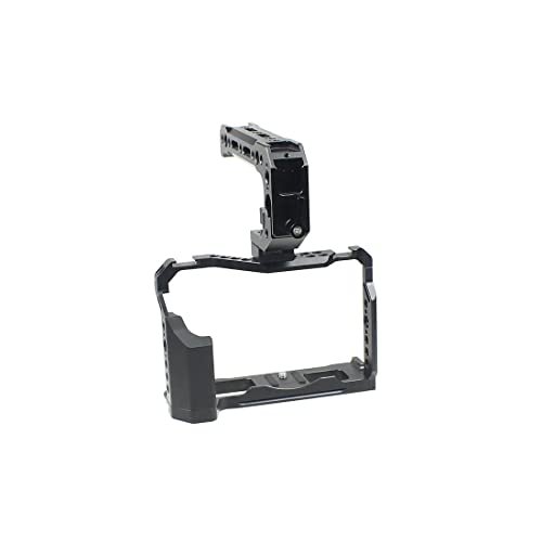 BGNing Aluminum Camera Cage, Camera Protective Case w/Handle Cold Shoe Mount Rig Stabilizer Rail Rod System Kit Compatible with Fujifilm XT4 (Handle B kit)