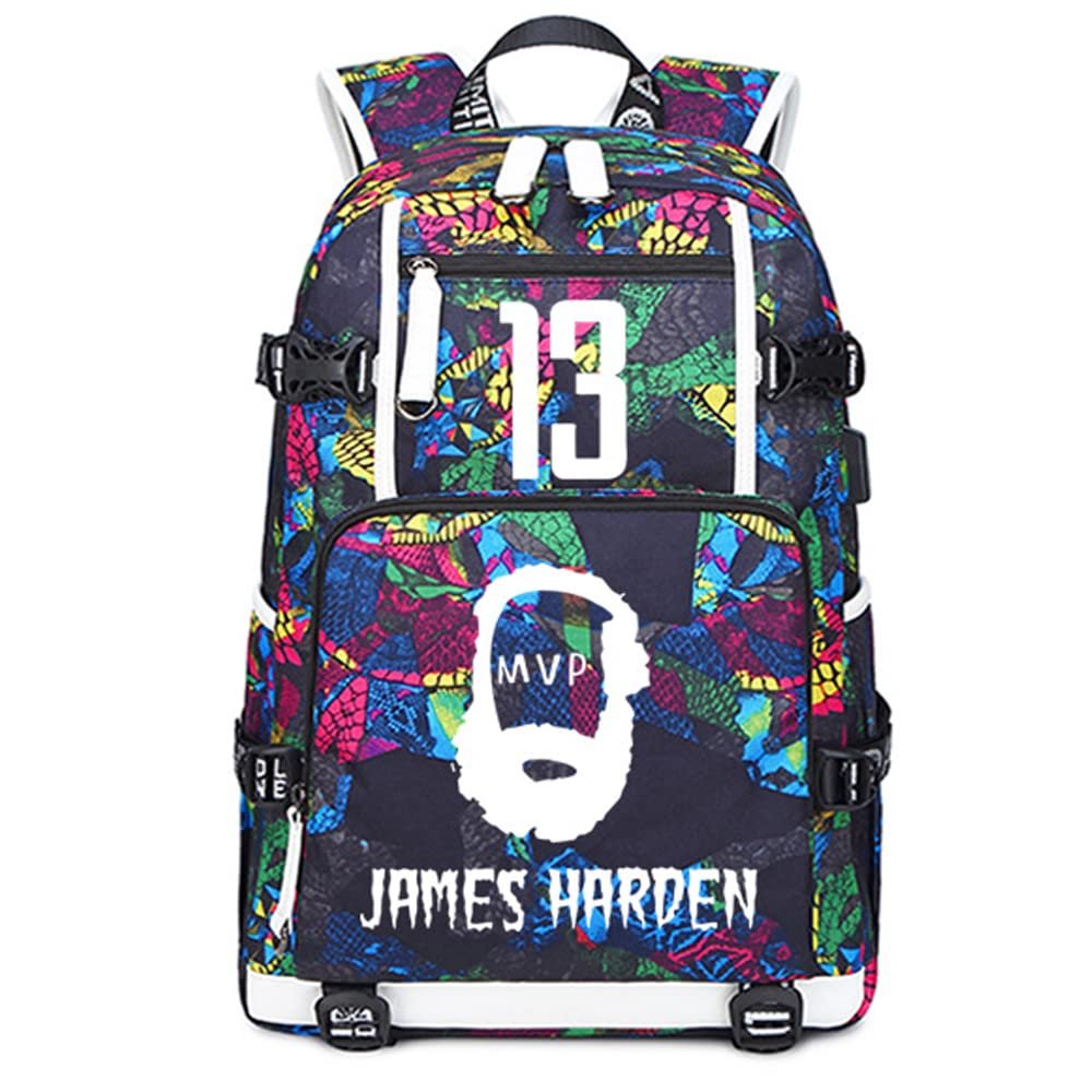 FANwenfeng Basketball Player J-Harden Luminous Backpack Travel Daypacks Fans Bag for Men Women (Style 10)