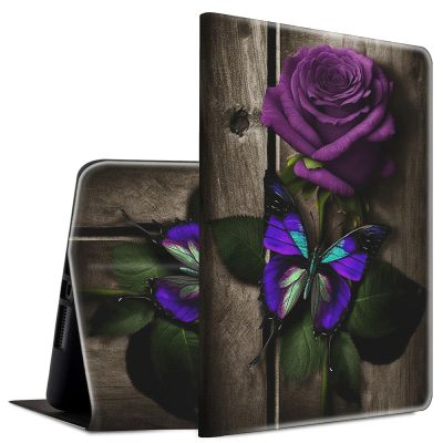 Case for 6.8 inch Kindle Paperwhite 11th Generation 2021 Lightweight Smart Cover with Auto Wake/Sleep Case for Kindle Paperwhite 2021 Signature Edition & E-Reader - Purple Rose & Butterfly