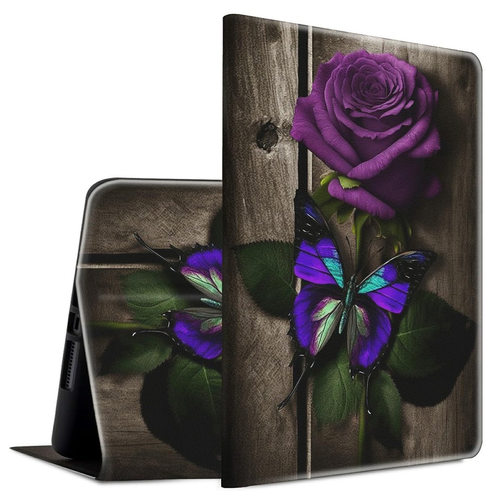 Case for 6.8 inch Kindle Paperwhite 11th Generation 2021 Lightweight Smart Cover with Auto Wake/Sleep Case for Kindle Paperwhite 2021 Signature Edition & E-Reader - Purple Rose & Butterfly