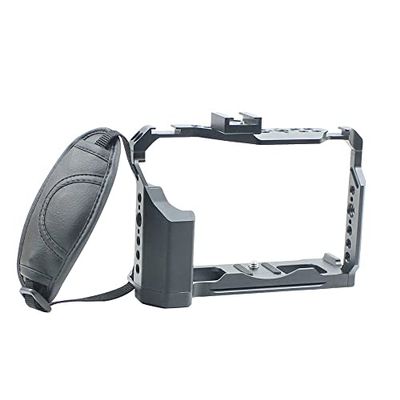 BGNing Aluminum Camera Cage, Camera Protective Case w/Handle Cold Shoe Mount Rig Stabilizer Rail Rod System Kit Compatible with Fujifilm XT4 (with Hand Strap)