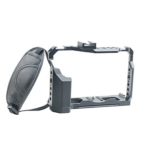 BGNing Aluminum Camera Cage, Camera Protective Case w/Handle Cold Shoe Mount Rig Stabilizer Rail Rod System Kit Compatible with Fujifilm XT4 (with Hand Strap)