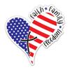 Faith Family Freedom Stickers - 2 Pack - Waterproof Vinyl for Car, Phone, Water Bottle, Laptop - Patriotic American Flag Heart Decals (2-Pack) view 1