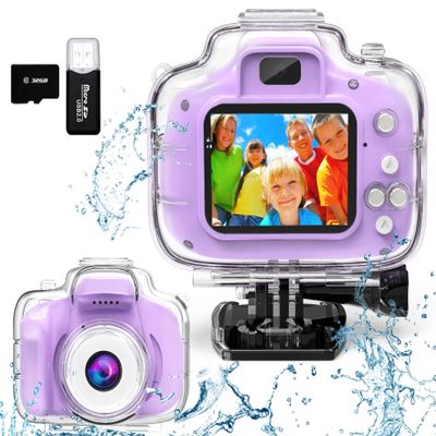 Kids Camera Waterproof Underwater Camera for 3-12 Year Old Boys Girls 2 Inch IPS Screen 1080P HD Digital Kids Video Camera Indoor Outdoor Action Cameras Best Christmas Birthday Gifts