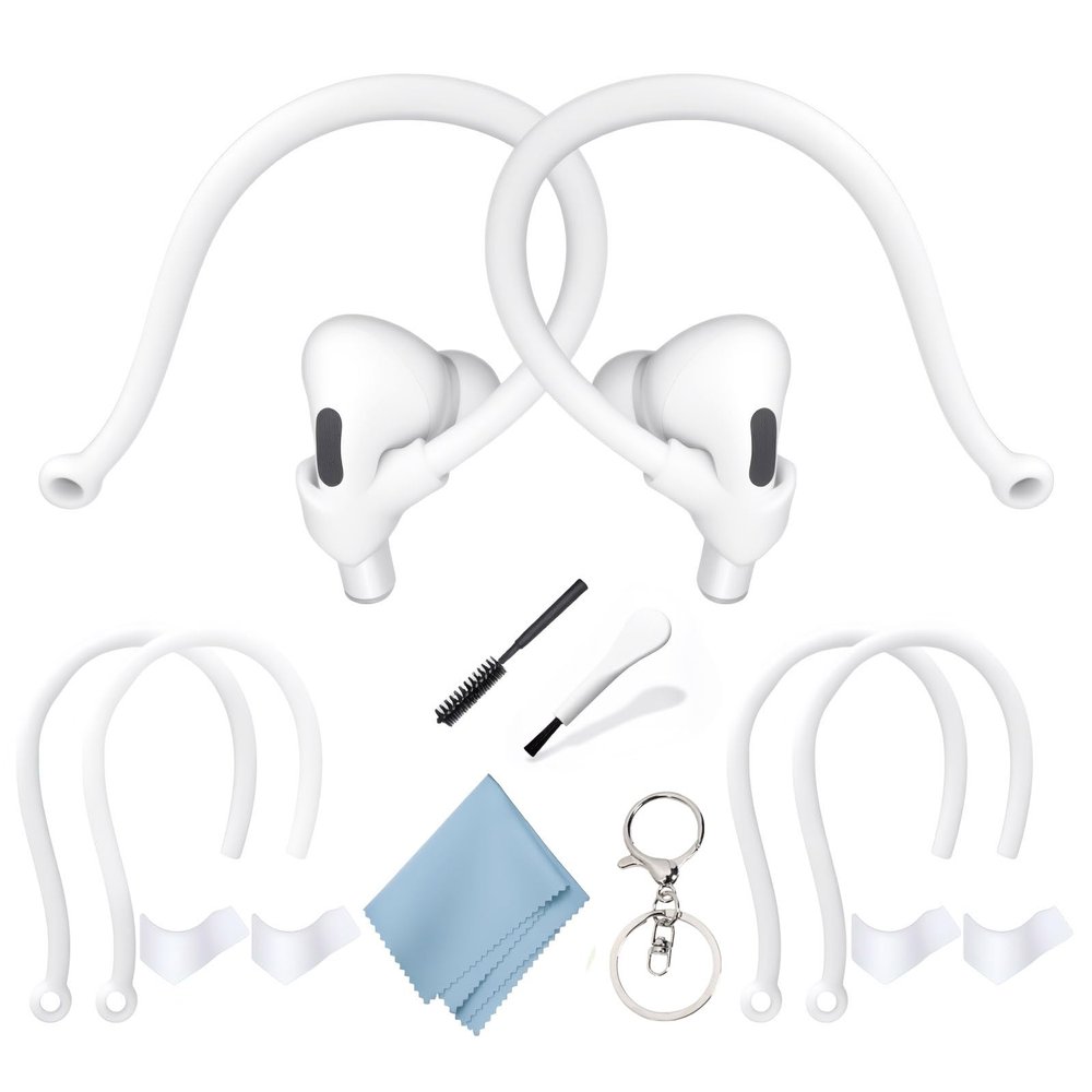 Adjustable Ear Hooks Compatible with AirPods 4, 3, 1, 2 and Pro & All in-Ear Headphones with Stems - 2 Pairs Secure & Comfortable Prevent Falls Ear Holders for Headphones - Easy to Install