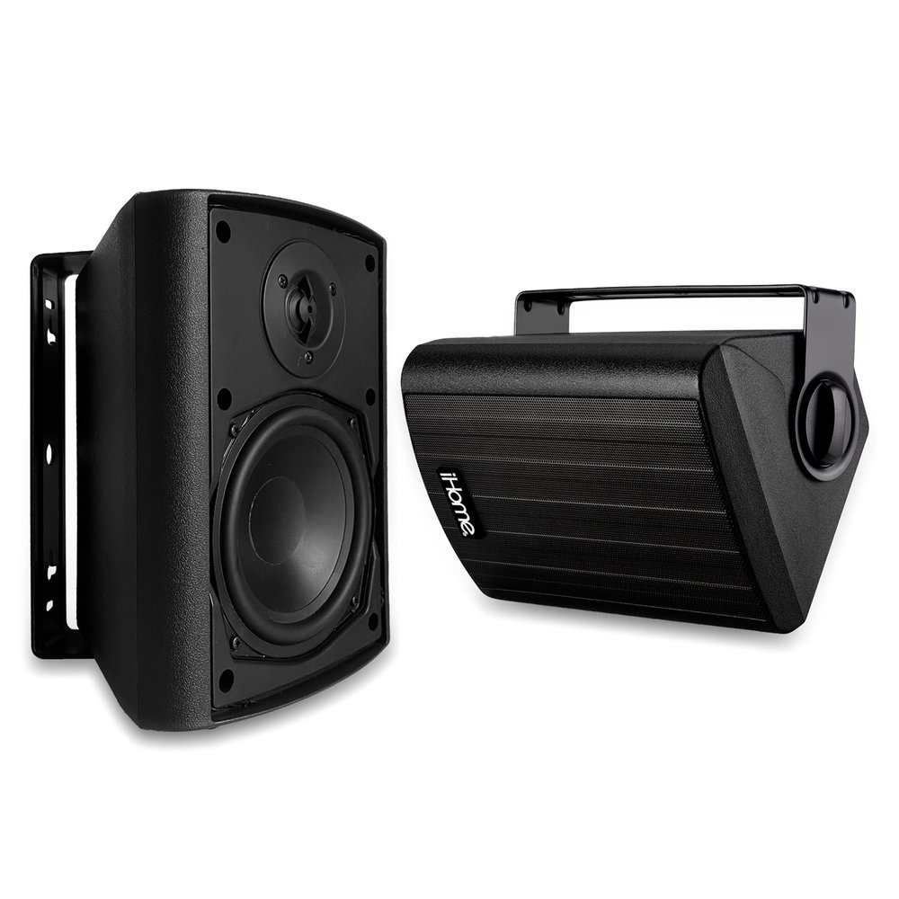 iHome IHSI-W400BT-PR-BLK Bluetooth 4-Inch 100W Weatherproof Speakers, Indoor/Outdoor, Wall/Ceiling Mount, Surround Sound, Pair - Ideal for Home Parties