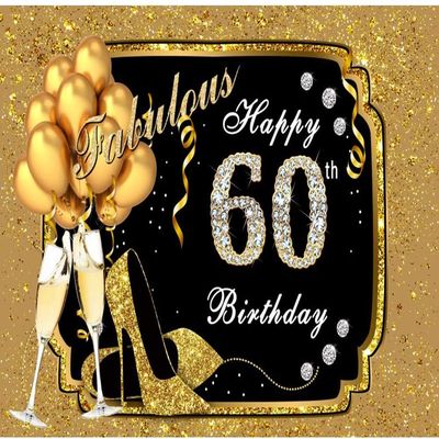 Yeele 12x8ft Vinyl Fabulous 60Th Birthday Backdrop for Photography Diamond Gold Balloons Heels Champagne Background Sixty Years Old Birthday Party Banner Decoration Photo Booth Shoot Studio Props