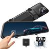 12" 2.5K Mirror Dash Cam w/ Voice Control, GPS Tracking, IPS Full Touch Screen, Waterproof Backup Rear View Camera, Loop Recording, Night Vision, Parking Monitor for Cars view 1