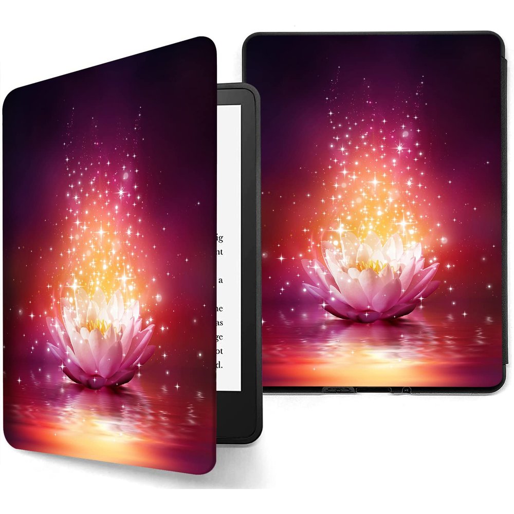 Case for 6.8 Inch Kindle Paperwhite 11th Generation 2021,PU Leather with Auto Wake/Sleep Folio Stand Cover for Amazon Kindle Paperwhite Signature Edition E-Reader,Beautiful Pink Flower