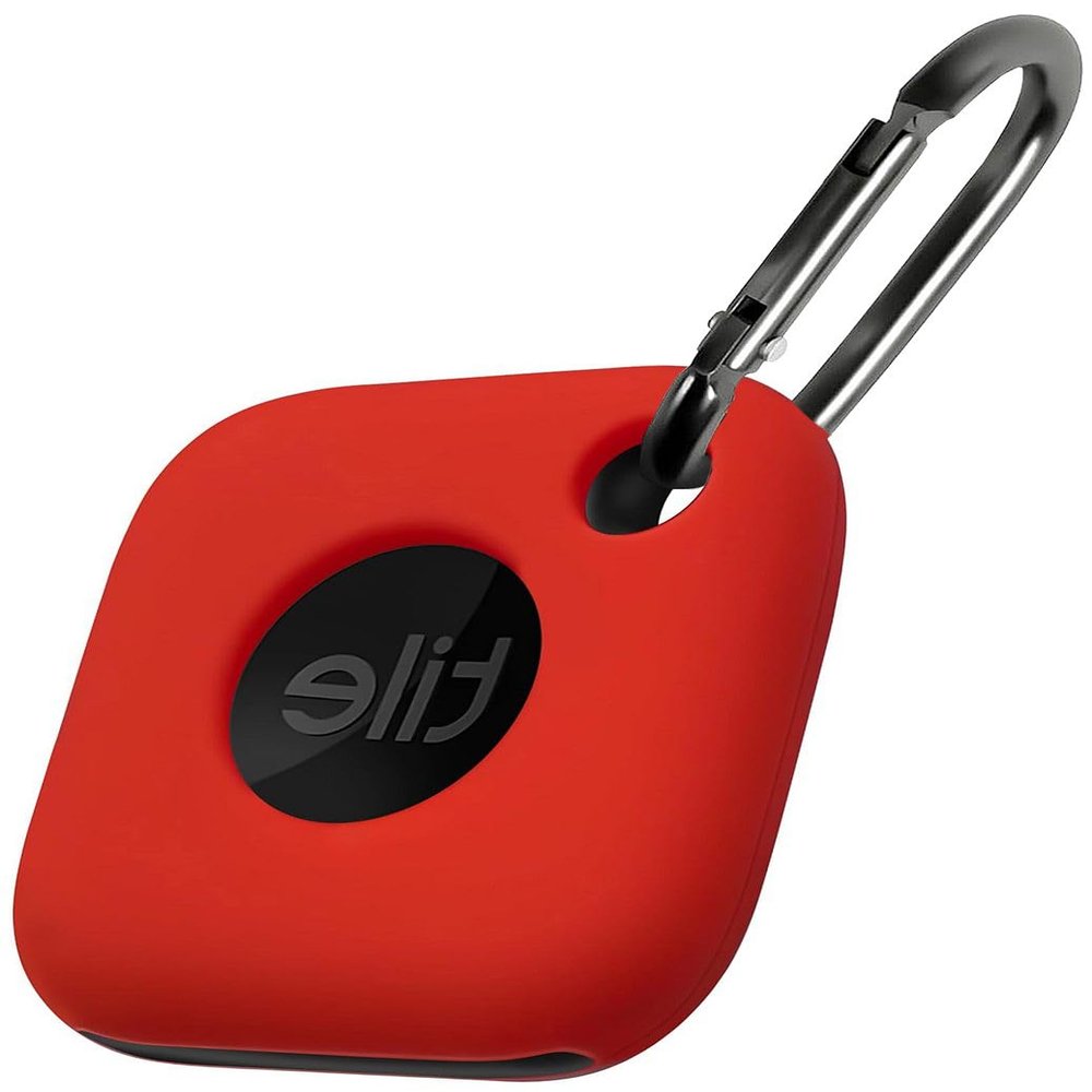 Geiomoo Silicone Case for Tile Mate 2024, Tile Mate 2022 Tracker, Soft Flexible Scratch Resistant Cover with Carabiner (Red)