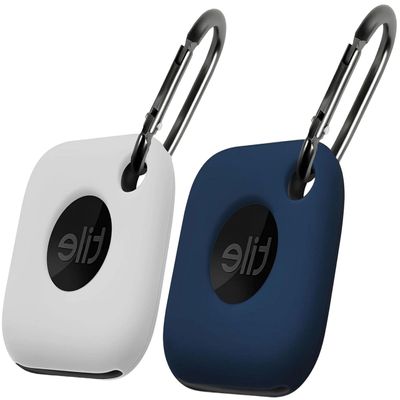 Geiomoo Silicone Case for Tile Mate 2024, Tile Mate 2022, Soft Scratch Resistant Cover with Carabiner (2 Pack White+Navy Blue)