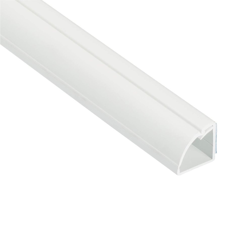 D-Line 39" White Quarter Round Cable Raceway, Corner Cord Cover, Self-Adhesive Floor Molding with Wire Channel - 0.87" (W) x 0.87" (H) x 39in Length - White