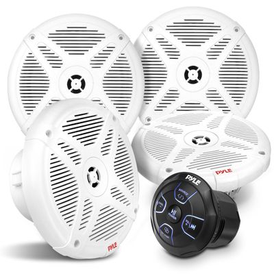 Pyle 6.5'' Water-Resistant Rated Off-Road Speakers - Marine Speakers w/ Wireless BT Remote Control Receiver, Compact Dual Vehicle Speaker System for ATV, UTV, 4x4, Jeep, Powersports Vehicles