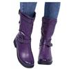 Bcshiye Womens Mid Calf Booties Winter Round Toe Low Heel Comfort Slouchy Riding Booties with Side Zipper Buckle Strap view 1