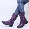 Bcshiye Womens Mid Calf Booties Winter Round Toe Low Heel Comfort Slouchy Riding Booties with Side Zipper Buckle Strap view 3