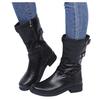 Bcshiye Womens Mid Calf Booties Winter Round Toe Low Heel Comfort Slouchy Riding Booties with Side Zipper Buckle Strap view 1