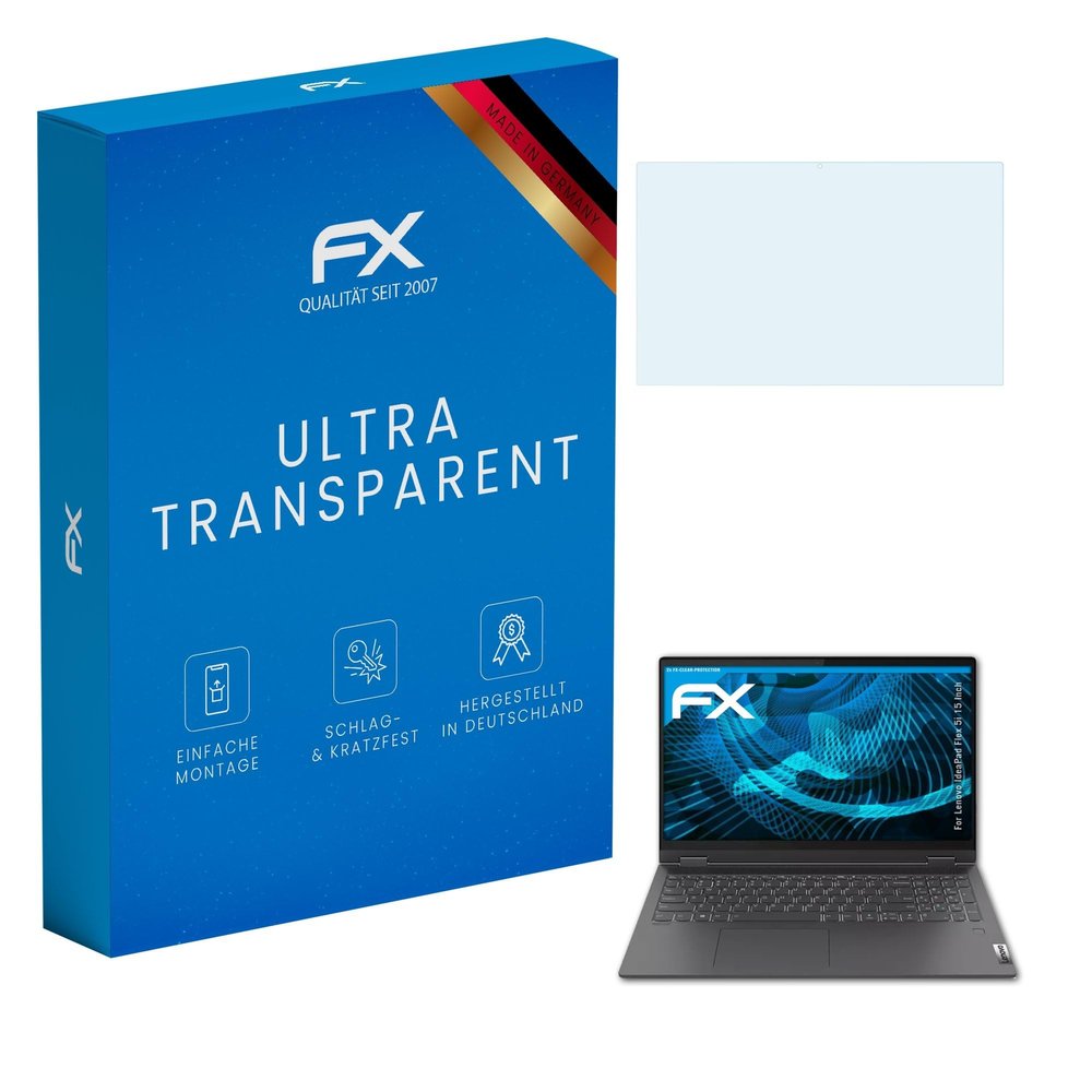 atFoliX Screen Protection Film compatible with Lenovo Idea Pad Flex 5i 15 Inch Screen Protector, ultra-clear FX Protective Film (2X)