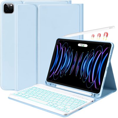 besky Keyboard Case for iPad Air 11 Inch Case with Keyboard M3/M2 (2025/2024) & Air Series (6th/5th/4th Gen), for iPad Pro 11 (4th/3rd Gen)with Wireless Detachable Backlit Keyboard - Pencil Holder