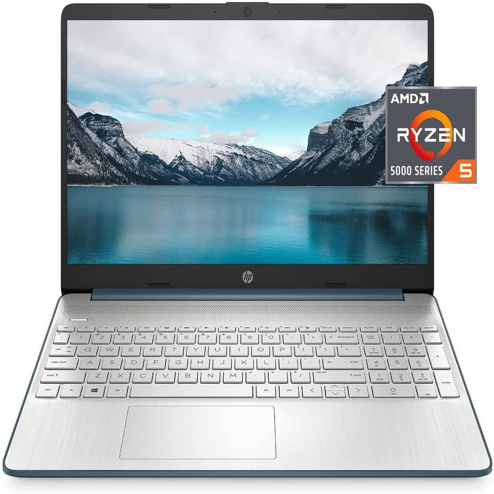 HP 2022 15.6 FHD Student Business Laptop, AMD Ryzen 5 5500U 6 core (Beat i7-1160G7, up to 4GHz), AMD Radeon Graphics, WiFi, HDMI, Windows 11, Blue + Generic Accessories (8GB RAM | 256GB SSD)