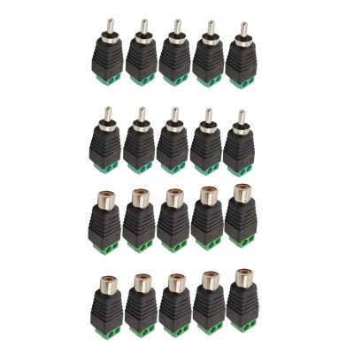 FASTROHY 20Pcs Phono Speaker Wire Cable to Male Female RCA Adapter Connector Jack Plug (10 Male + 10 Female)