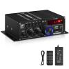 AK-380 USB SD BT.C FM AUX Audio Power Amplifier 400W+400W 2.0 CH HiFi Stereo AMP Speaker Bluetooth 5.0 Amp Receiver with 12V 5A Power Supply,FM Antenna for Car Home Bar Party view 1