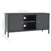 vidaXL Modern Steel TV Stand with Glass Doors, Adjustable Shelf, Durable Anthracite Powder-Coated Construction, 41.3"x13.8"x20.5" view 3