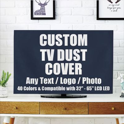 iPrint Custom TV Dust Cover, Cover Type 37 Inch LCD TV with Your Text Logo Image Photo for Home Office Decorations Dustproof TV Cover, Navy Blue