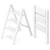 GameGem 3 Step Ladder, Aluminum Folding Step Stool with Anti-Slip Sturdy and Wide Pedal, Lightweight Portable Stepladder for Home and Kitchen Use Space Saving, Cream White, 330 lbs view 1
